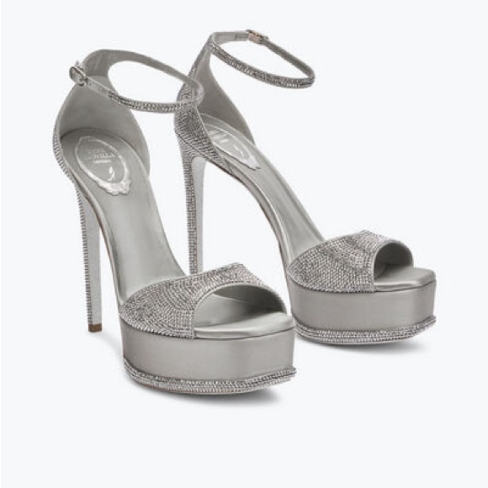 Rene caovilla pumps. Stilettos. Grey sparkle crystal. NEVER WORN. ANASTASIA